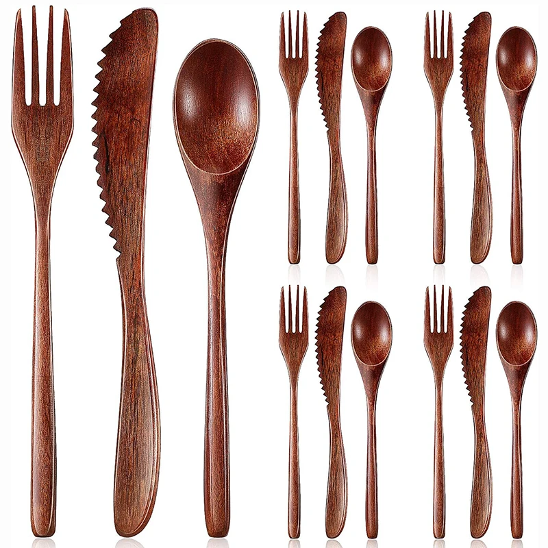 Kitchen Appliances Combo - 15/24Pcs Wooden Cutlery Set, Wood Spoon