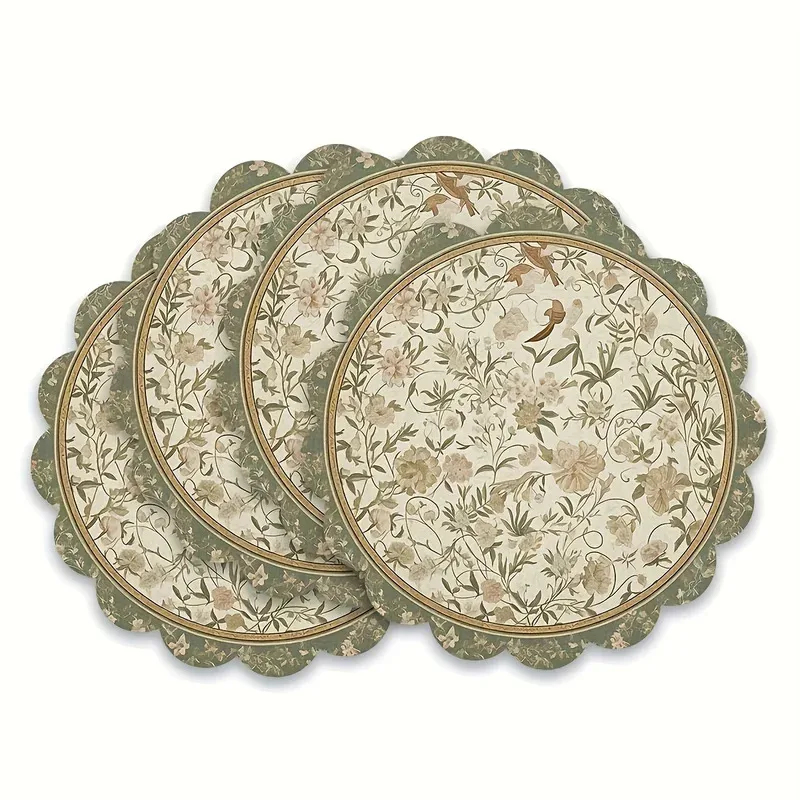 Kitchen Appliances Table - VIKAMA 4pcs Vintage Floral Placemats Scalloped