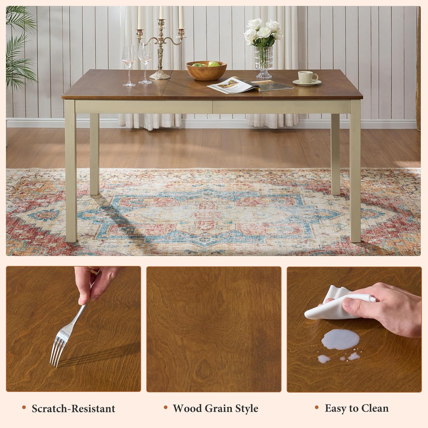7-Piece Solid Wood Dining Tabl - Kitchen Appliances Table reseña y precio