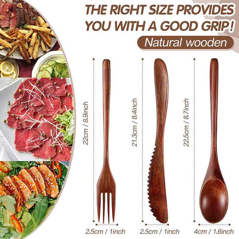 15/24Pcs Wooden Cutlery Set, W - Kitchen Appliances Combo reseña y precio