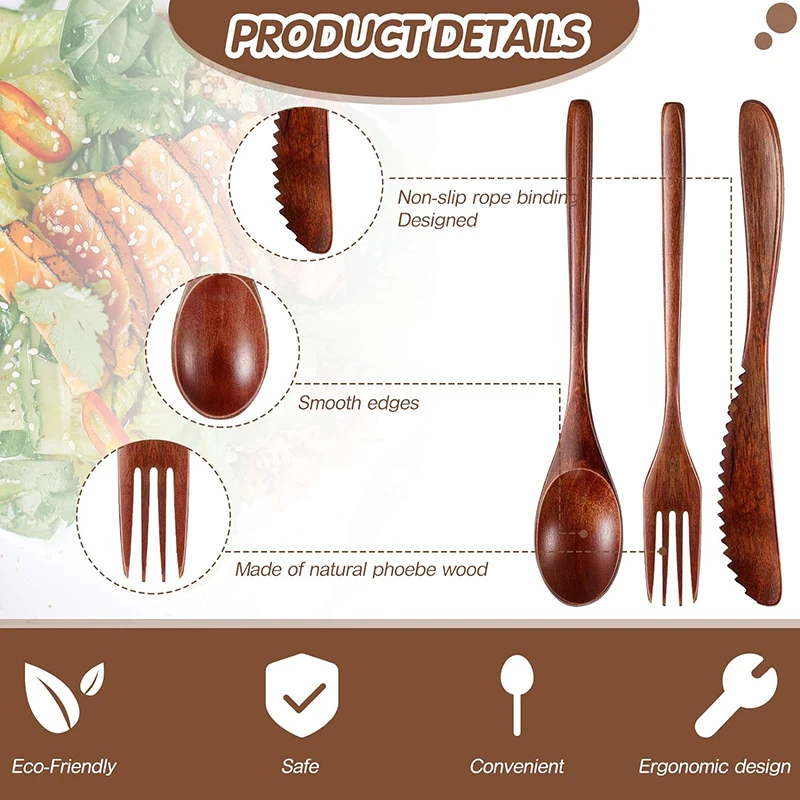 15/24Pcs Wooden Cutlery Set, W - Kitchen Appliances Combo reseña y precio