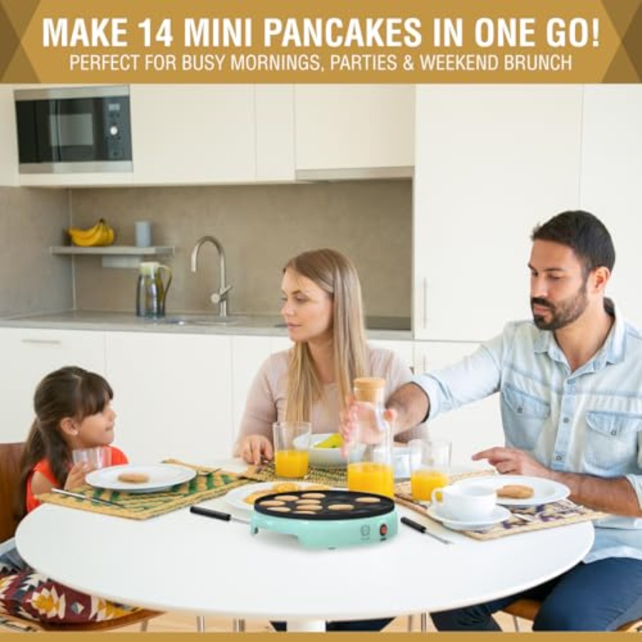 Mini Pancake Maker 14-Hole Ele - Electric Griddle Pancake reseña y precio