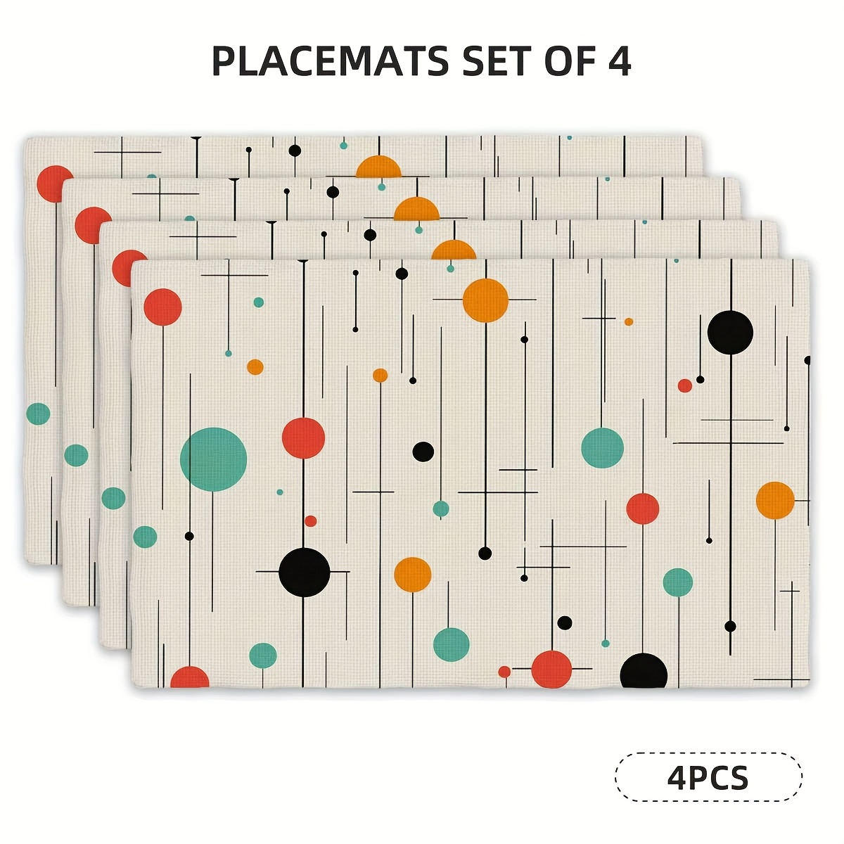 Set of 4 Rectangular Placemats - Kitchen Appliances Table reseña y precio