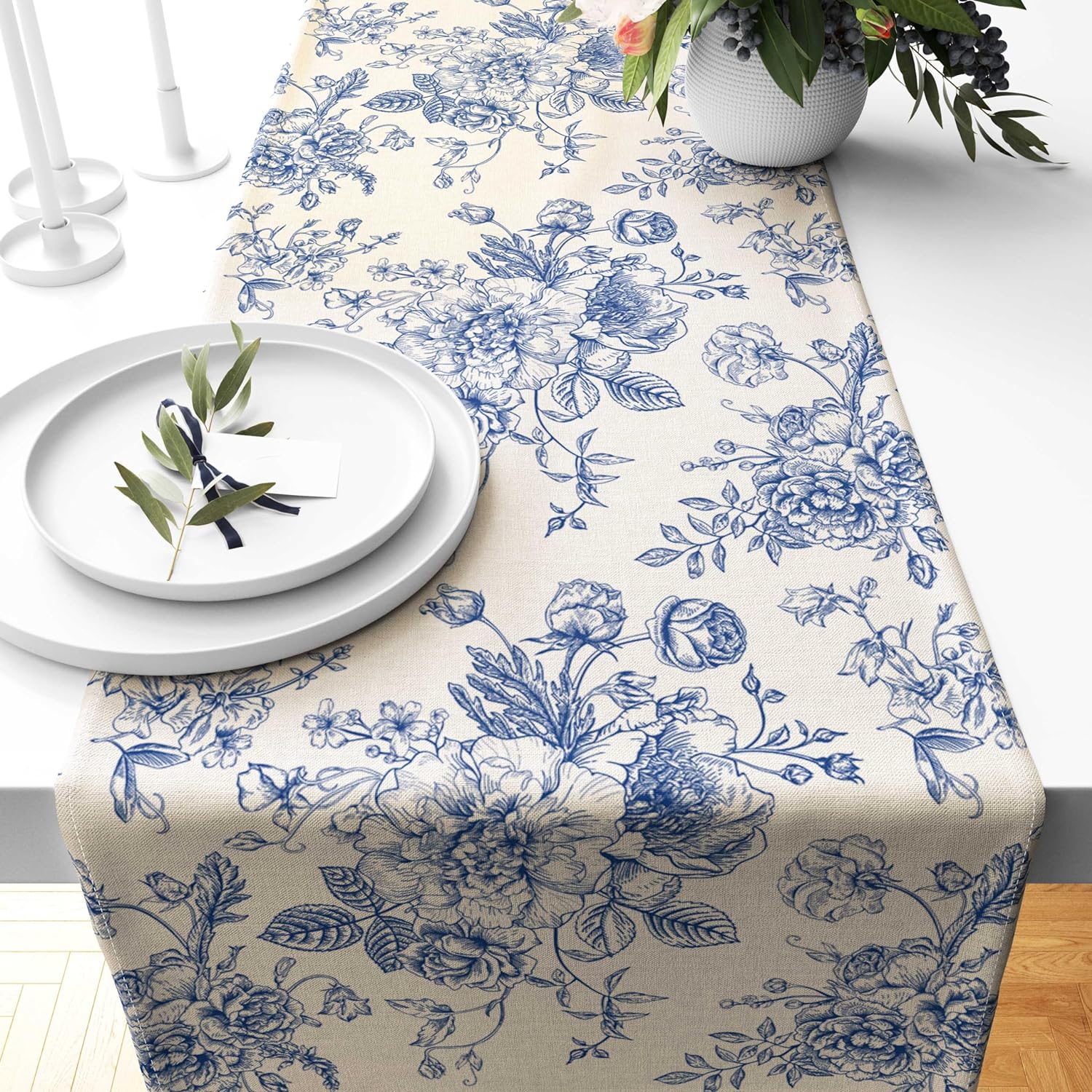Chinoiserie Blue Flower Linen  - Kitchen Appliances Table reseña y precio