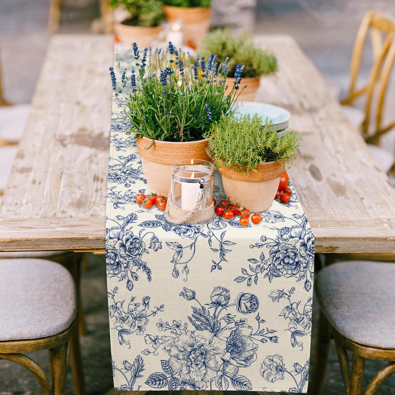 Chinoiserie Blue Flower Linen  - Kitchen Appliances Table reseña y precio