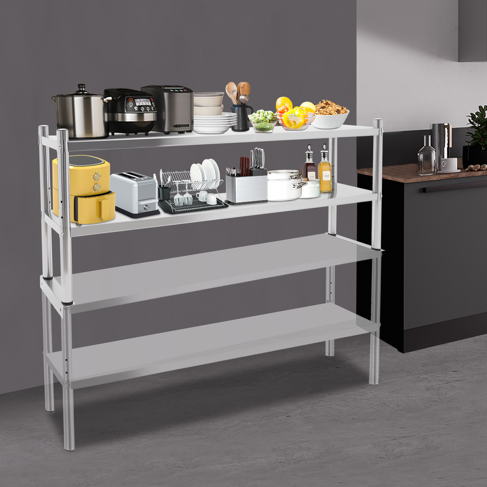 2 Tier Stainless Steel Shelvin - Kitchen Appliances Table reseña y precio