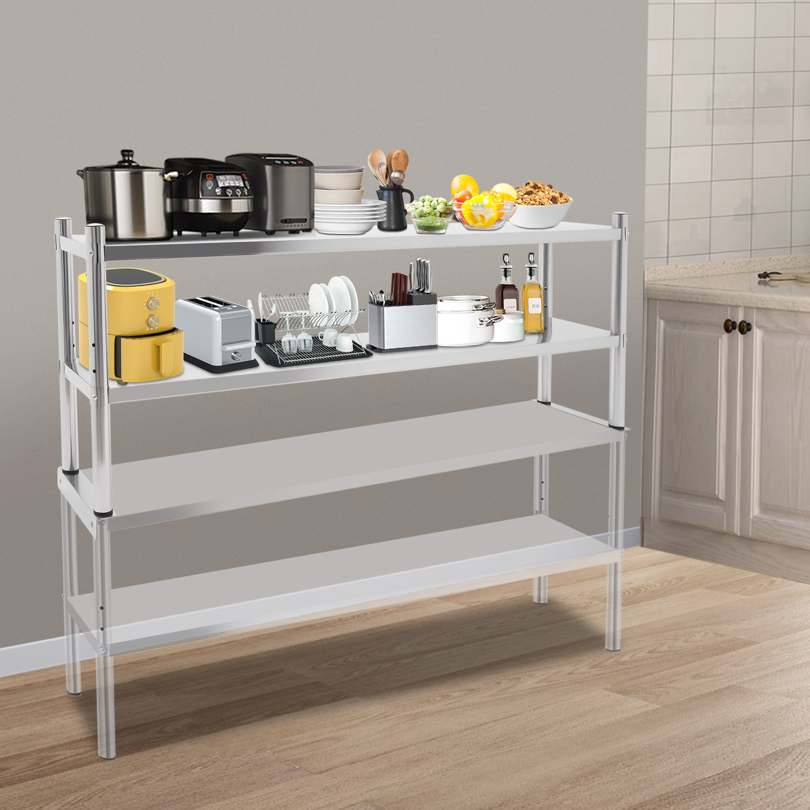 2 Tier Stainless Steel Shelvin - Kitchen Appliances Table reseña y precio