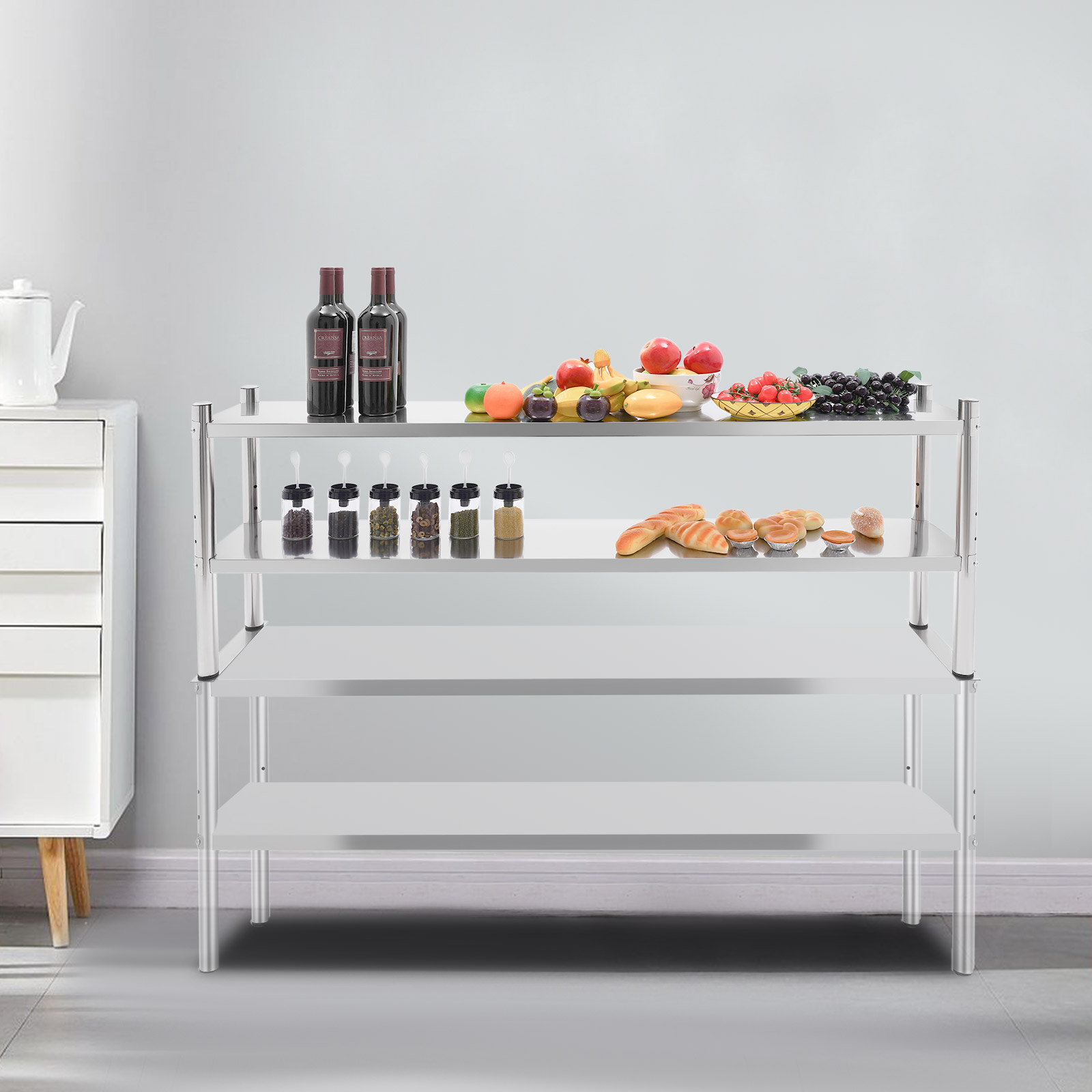 2 Tier Stainless Steel Shelvin - Kitchen Appliances Table reseña y precio